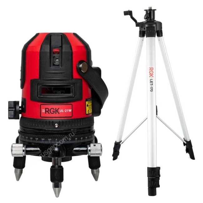 Лазерный уровень RGK UL-21W с калибровкой + штатив RGK LET-170 Лазерный уровень RGK UL-21W с калибровкой + штатив RGK LET-170