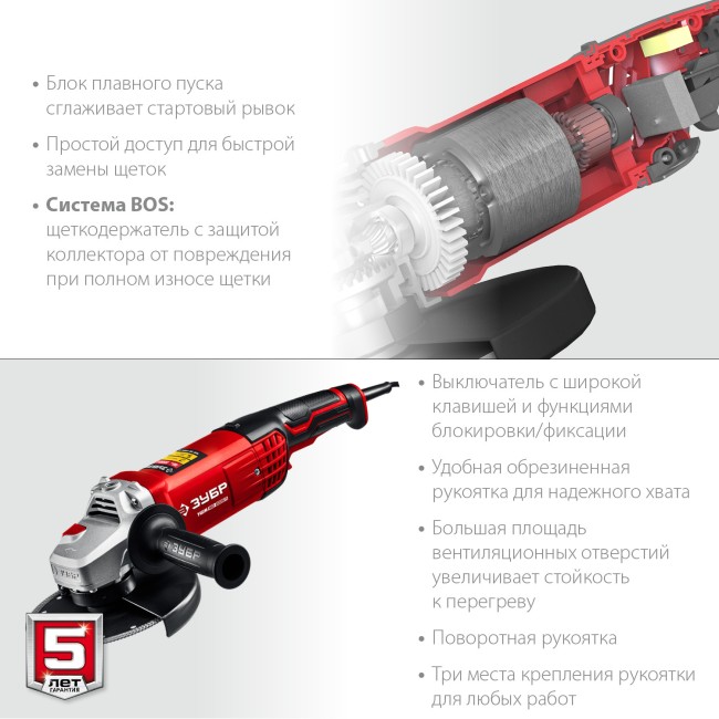 Углошлифовальная машина УШМ-180-2005 П ЗУБР