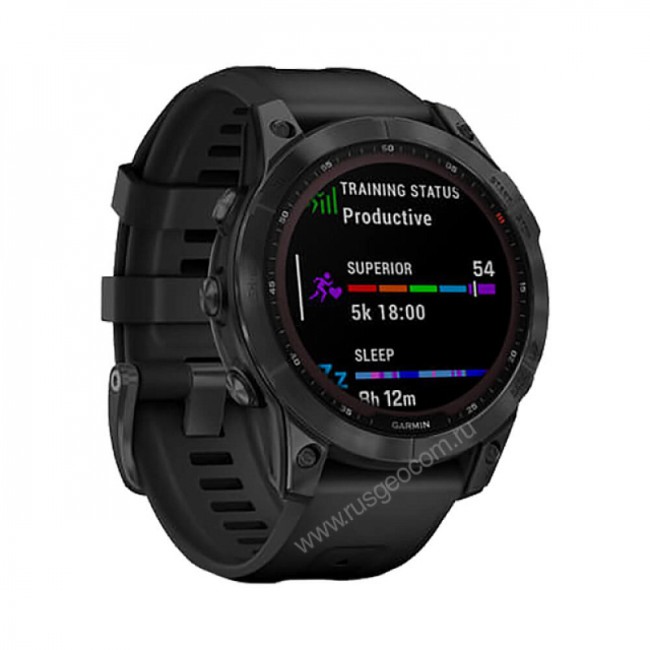Часы Garmin Fenix 7 Solar серый с черным ремешком Часы Garmin Fenix 7 Solar серый с черным ремешком