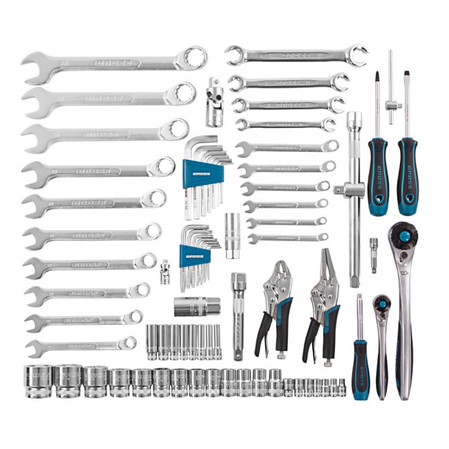 Набор инструментов 1/4", 1/2", CrV 78 предметов Gross Набор инструментов 1/4", 1/2", CrV 78 предметов Gross