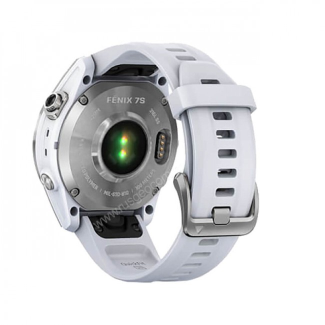 Часы Garmin Fenix 7S серебристый с белым силиконовым ремешком Часы Garmin Fenix 7S серебристый с белым силиконовым ремешком