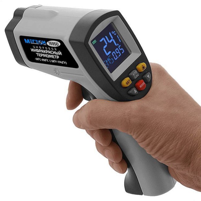 Инфракрасный термометр с цветным дисплеем МЕГЕОН 16950 Инфракрасный термометр с цветным дисплеем МЕГЕОН 16950