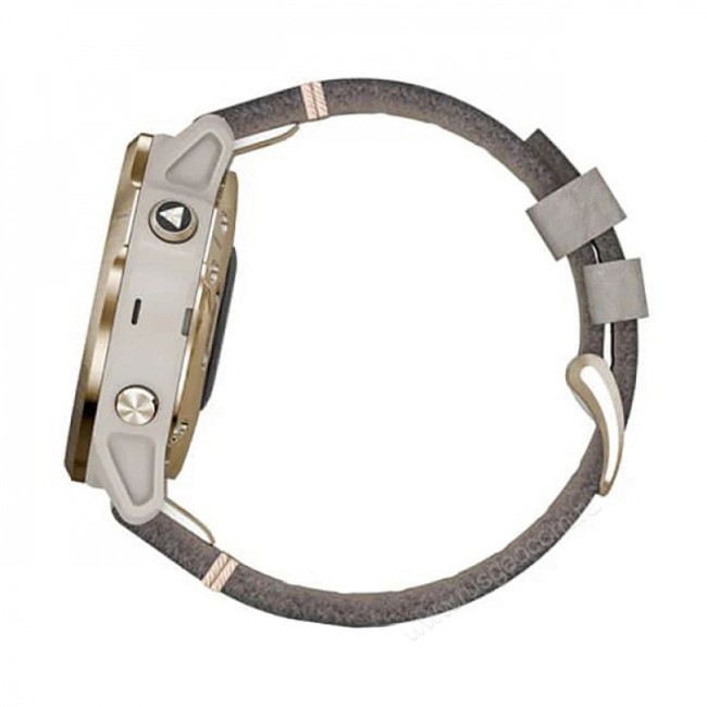 Часы Garmin Fenix 6S Pro Solar золотистый с серым замшевым ремешком Часы Garmin Fenix 6S Pro Solar золотистый с серым замшевым ремешком