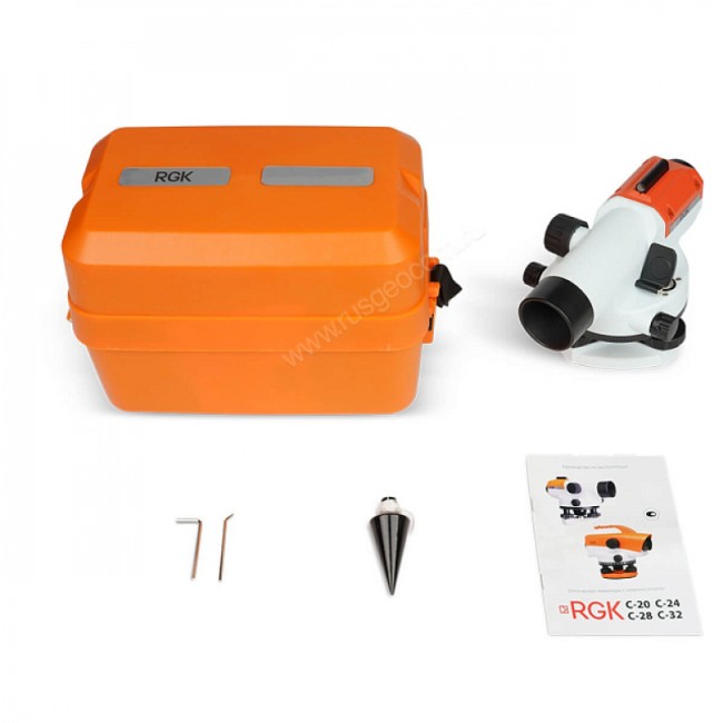 Комплект оптический нивелир RGK C-24 + штатив S6-N + рейка AMO S3 Комплект оптический нивелир RGK C-24 + штатив S6-N + рейка AMO S3
