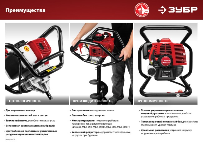Мотобур МБ1-200 Н ЗУБР