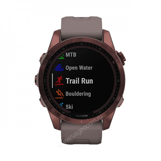 Часы Garmin Fenix 7S Sapphire Solar титановый темно-бронзовый с сланцево-серым силиконовым ремешком Часы Garmin Fenix 7S Sapphire Solar титановый темно-бронзовый с сланцево-серым силиконовым ремешком