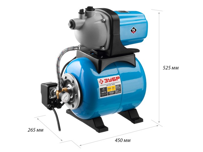 Автоматическая насосная станция НАС-М3-1200 ЗУБР 1200 Вт, бак 20 л