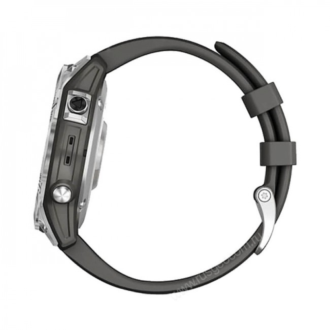 Часы Garmin Fenix 7 серебристый с графитовым силиконовым ремешком Часы Garmin Fenix 7 серебристый с графитовым силиконовым ремешком