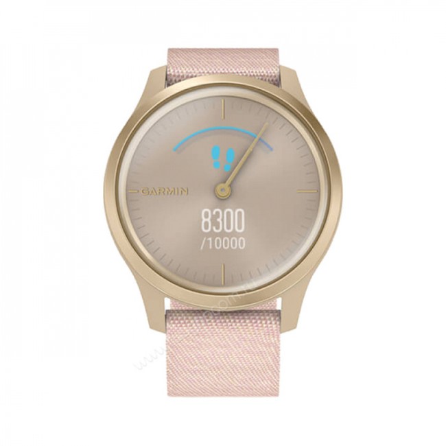 Часы Garmin Vivomove Style светло-золотистый с розовым плетеным нейлоновым ремешком Часы Garmin Vivomove Style светло-золотистый с розовым плетеным нейлоновым ремешком
