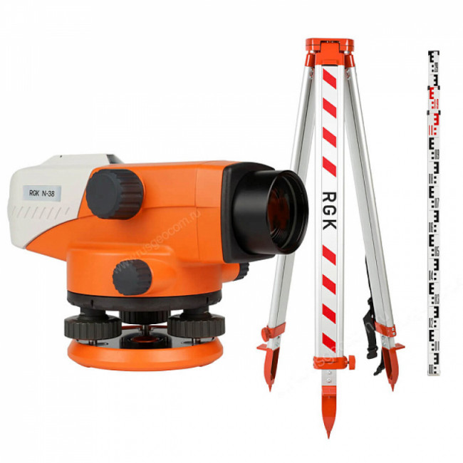 Комплект оптический нивелир RGK N-38 с поверкой + штатив S6-N + рейка RGK TS-7 Комплект оптический нивелир RGK N-38 с поверкой + штатив S6-N + рейка RGK TS-7