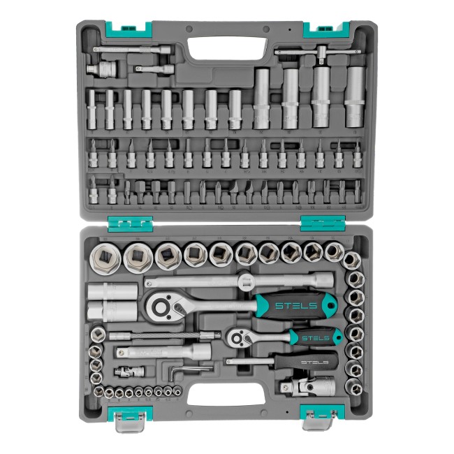 Набор инструментов 1/2", 1/4", CrV 94 предмета Stels Набор инструментов 1/2", 1/4", CrV 94 предмета Stels