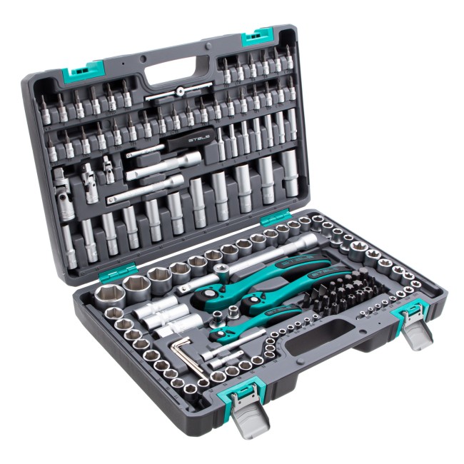 Набор инструментов 1/4", 3/8", 1/2", Cr-V 151 предмет Stels Набор инструментов 1/4", 3/8", 1/2", Cr-V 151 предмет Stels